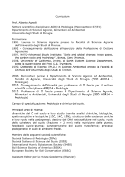 Curriculum Prof. Alberto Agnelli Settore scientifico disciplinare AGR
