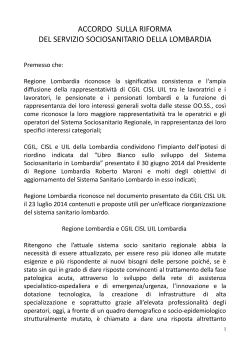 accordo sulla riforma del servizio sociosanitario