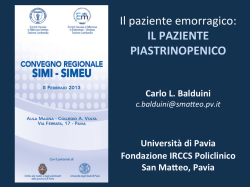 Il paziente emorragico: IL PAZIENTE PIASTRINOPENICO
