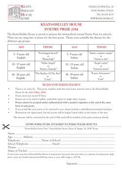 KEATS-SHELLEY HOUSE POETRY PRIZE 2014