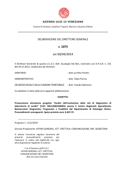 Deliberazione n. 1075 del 30 aprile 2014, ad oggetto