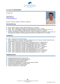 Dr. med. Urs STRAUMANN Berufserfahrung Ausbildung