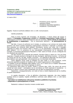 Nota informativa sui ricoveri in residenza protetta (RP) e residenza
