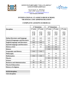 International "Classico" High School Timetable
