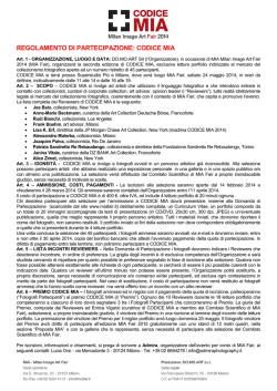 REGOLAMENTO DI PARTECIPAZIONE: CODICE MIA