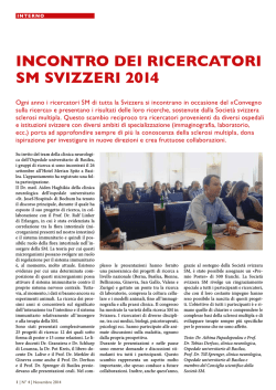 INCONTRO DEI RICERCATORI SM SVIZZERI 2014