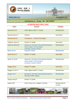 disponibile il nuovo calendario delle attivit&agrave; in formato PDF
