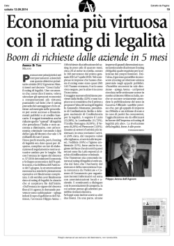Economia pi&ugrave; virtuosa con il rating di legalit&agrave;