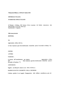 Sentenza Tribunale di Milano 11707/2014
