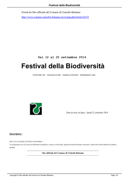 Festival della Biodiversit&agrave; - Comune di Cinisello Balsamo