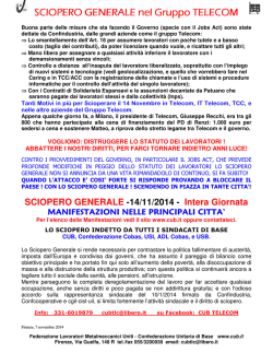 SCIOPERO GENERALE nel Gruppo TELECOM