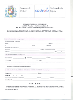 Domanda di iscrizione al Servizio Refezione
