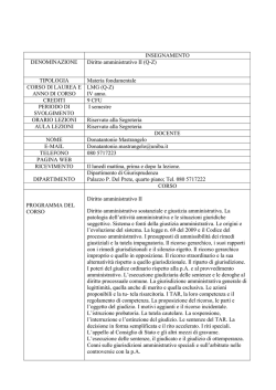INSEGNAMENTO DENOMINAZIONE Diritto amministrativo II (Q-Z