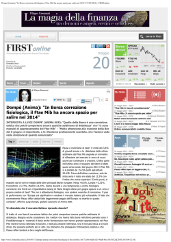 Domp&egrave; (Anima): "In Borsa correzione fisiologica, il Ftse Mib ha