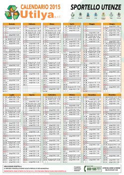 Calendario sportello utenze - anno 2015