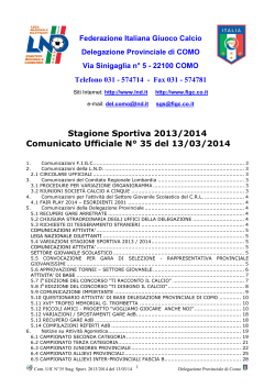 Stagione Sportiva 2013/2014 Comunicato Ufficiale N° 35 del
