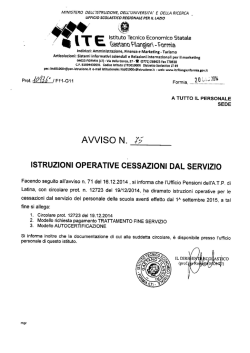 Istruzioni operative cessazione servizio