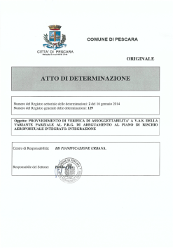 Determina Dirigenziale n. 2/2014 di esclusione a VAS. Integrazione