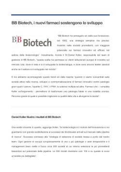 BB Biotech, i nuovi farmaci sostengono lo sviluppo