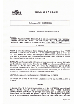 Deroga ordinanza sindacale n. 45 del 06/07/2006 per proroga