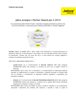 Allnet.Italia S.p.A. riceve il Jabra Partner Award 2014