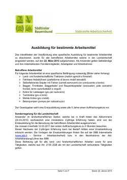 Infoblatt Ausbildung f&uuml;r bestimmte Arbeitsmittel 20.01.2014
