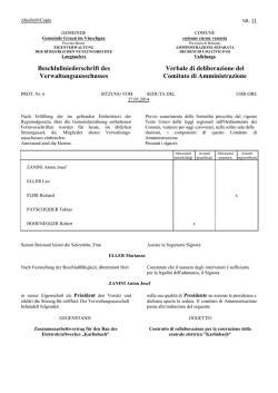 Beschlußniederschrift des Verwaltungsausschusses Verbale di