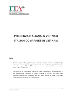 PRESENZA ITALIANA IN VIETNAM ITALIAN COMPANIES IN