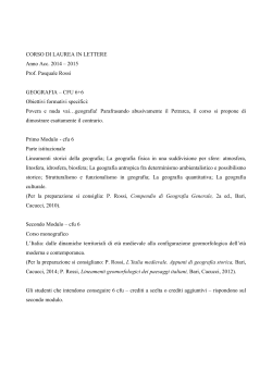 CORSO DI LAUREA IN LETTERE Anno Acc. 2014 – 2015 Prof
