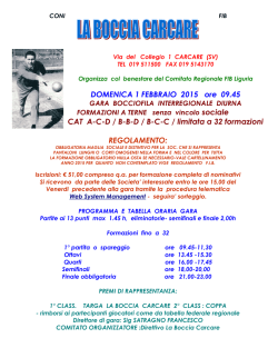 DOMENICA 1 FEBBRAIO 2015 ore 09.45 CAT A-C-D / B-B-D