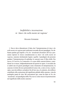 Ineffabilit&agrave; e incarnazione in Amor che nella mente mi ragiona