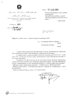 Roma. 31 LUG 2014 - UNSA. Coordinamento Nazionale Beni Culturali
