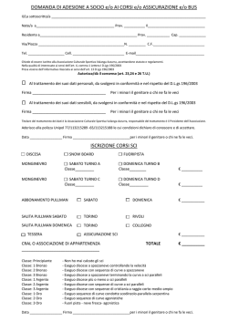 DOMANDA DI ADESIONE A SOCIO e/o AI CORSI