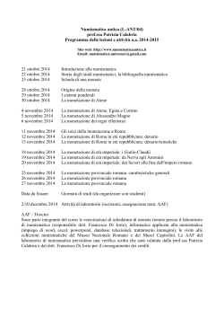 lezioni Numismatica antica a.a. 2014