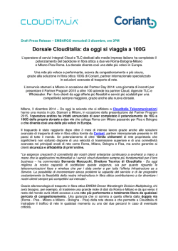 Dorsale Clouditalia: da oggi si viaggia a 100G