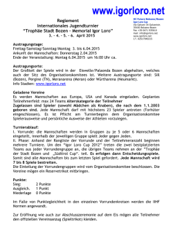 Igor Loro Cup 2015 Regeln und Anmeldeformular Deutsch