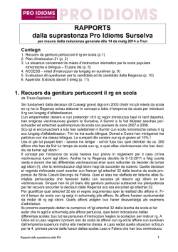 RAPPORTS dalla suprastonza Pro Idioms Surselva