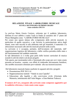 Istituto Comprensivo Statale &ldquo;A. R. Chiarelli &rdquo; RELAZIONE FINALE