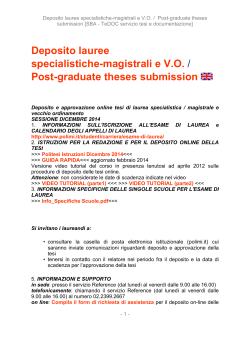 Deposito lauree specialistiche-magistrali e V.O. / Post
