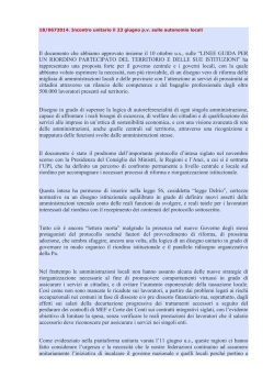 Il documento che abbiamo approvato insieme il 10 ottobre u.s., sulle