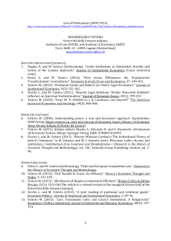 List of Publications (2009-2014) - Università della Svizzera italiana