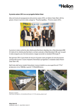 Il premio solare 2014 va a un progetto Helion Solar