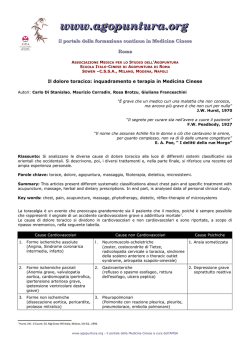 Il dolore toracico: inquadramento e terapia in