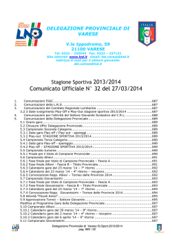 Comunicato Ufficiale N° 32 del 27/03/2014