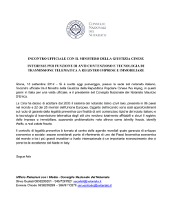 incontro ufficiale con il ministero della giustizia cinese interesse per