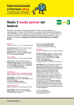 Radio 3 media partner del festival