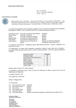 Dipartimento di Matematica Rep. n&deg; 211/2014 Prot. n&deg; 17499 del 21