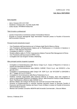 Dott. Mario VENTURINO Dati anagrafici &minus; nato a Varazze (SV) il 5/1