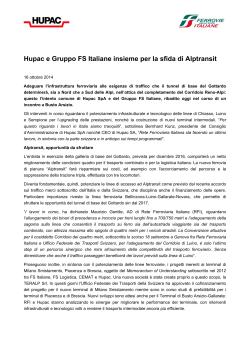 Hupac e Gruppo FS Italiane insieme per la sfida di Alptransit