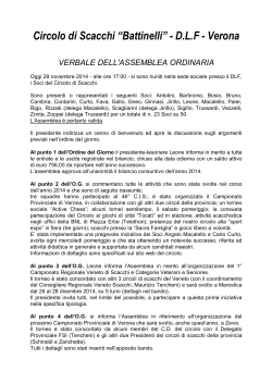Assemblea ordinaria 2014 - Circolo scacchi DLF "Battinelli"